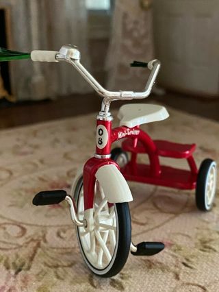 Vintage Miniature Dollhouse Vintage Retro Red Metal Childrens Tricycle Streamers 3