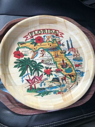 Vintage Florida State Bamboo Serving Tray