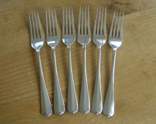 Set Of 6 Gee & Holmes Solid Silver Rattail Table Forks - 8 1/8 " - 1957