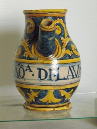 Italian Majolica Pharmaceutical Jar,  16th.  Century