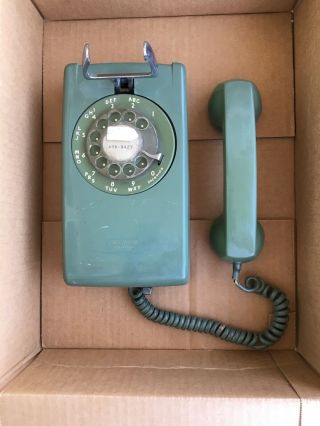 Vintage Western Electric Bell System Wall Rotary Dial Phone,  Avocado Green