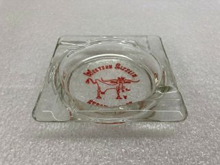 Vintage Western Sizzler Steakhouse Ashtray By Advertisement Ad Logo Red