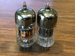 2 Vintage 6u8a Rca Audio Vacuum Tubes Blk P 1 - " O " Getter1 - D Getter Good