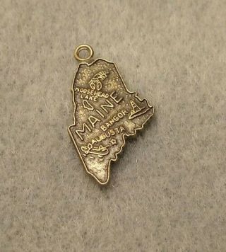 Vintage Sterling Silver State Of Maine Charm Pendant