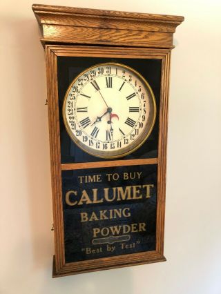 Sessions Calumet Baking Powder Advertising Regulator Calendar Clock Antique