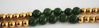14k Solid Gold Beads Green Burmese Jade Beads Necklace 26.  5 Grams Scrap Or Wear