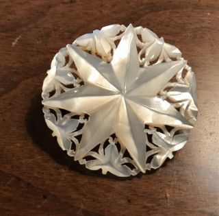 Vintage Mother Of Pearl Mop Star Style Cut Out Pin Brooch
