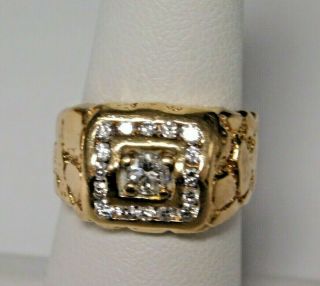 . 30 Ctw Diamonds 14k Yellow Gold Nugget Accent Ring Size 7 (662)