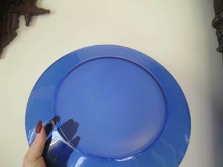 vintage Mid Century cobalt blue glass Large chop plate or Serving Platter 2