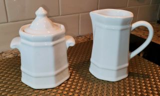 Vintage Pfaltzgraff Heritage Covered Sugar Bowl And Creamer.  Euc Made In Usa
