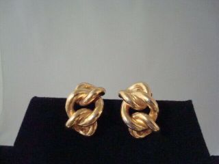 Vintage Christian Dior Clip Gold Tone Earrings