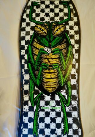 Vintage 1988 Powell Peralta " Bug " Skateboard Deck Signed By Stacy P.