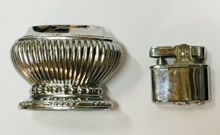 Vintage Silver Tone Japan Table Top Lighter 2 - Piece Antique