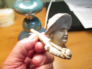 Victorian Figural Clay Pipe Of A Mid Victorian Woman (stem Restored).