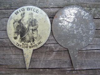 Old Tin Tobacco Tag Big Bill On Horse Taylor Bros