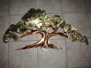 Vtg Curtis Jere Style Brutalist Copper/metal/brass Abstract Tree Wall Sculpture