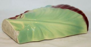 Vintage Hand Painted Ceramic Wall Pocket.  Mauve Flower & Green Leaf. 3