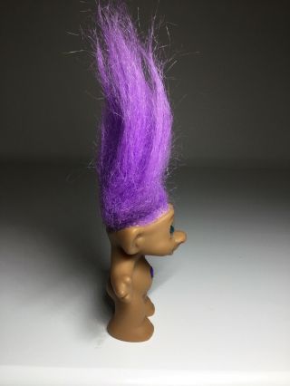 Vintage Ace Novelty Troll Doll Purple Hair Purple Jewel on Belly Very 4 