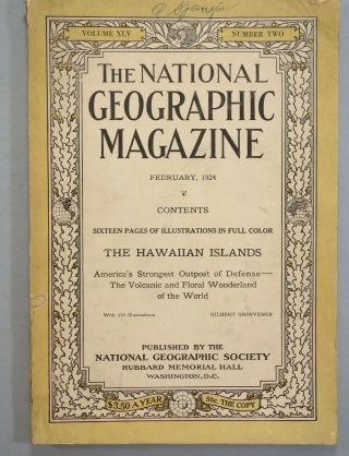Hawaii Special Issue Feb 1924 National Geographic.  Great Vintage Ads - Color Pic