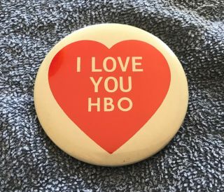 Vintage Hbo Home Box Office - I Love You Hbo Pinback Pin Back - Button