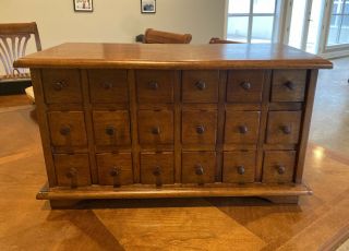 Vintage Antique Apothecary Spice Cabinet 18 Drawers Tabletop Short Table Patina