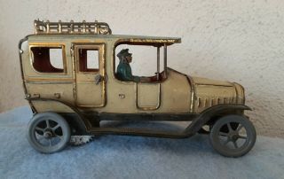 Antique Germany Tin Wind Up Toy Car Limousine Fischer? 3