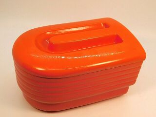 Vintage Westinghouse Orange Ceramic Refrigerator Dish Lidded Hall China Co.
