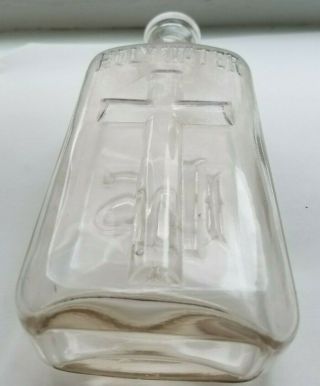 Antique Vintage Glass Catholic Holy Water Bottle 6 1/2 " Tall
