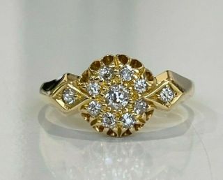 Antique 18k solid gold & Diamond cluster ring 2.  68g C1907 size O 1/2 - 7 1/4 2