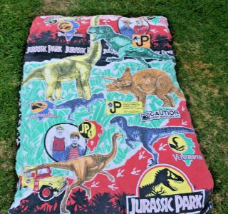Vintage Jurassic Park Reversible Blanket (size 48 " Wide X 65 " Long) 1992