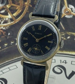 Watch Ussr Pobeda Black Dial Vintage Dress Soviet Mechanical Wristwatch Zim 2602