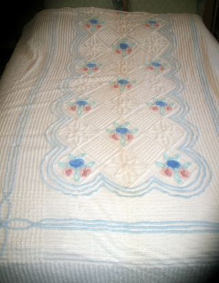 Vintage Full Chenille Floral Bedspread For Everyday Use,  Cutter,  Crafts