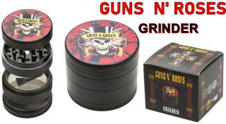 Guns N’ Roses Skulls & Pistols 50mm 3 - Stage Magnetic Aluminum Grinder Usa -
