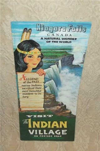 Vintage Indian Village Travel Brochure & Map Portage Road Niagara Falls Canada
