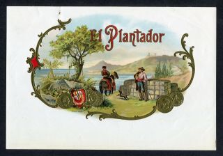 Old El Plantador Cigar Label - Image - Scarce Label