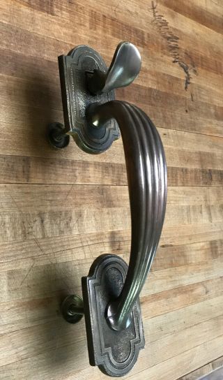 Vintage Heavy Art Deco Style Brass Door Pull Handle Hardware 9”