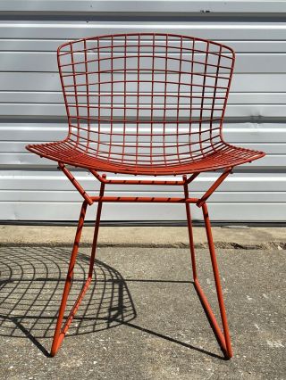 A Vintage Mid - Century Modern Knoll Harry Bertoia Orange Wire Chair Rare
