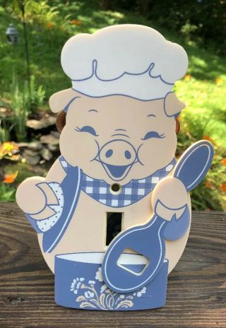 Vintage Avon Plastic Chef Cooking Pig Kinetic Light Switch Plate Cover Euc