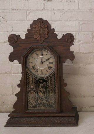 Vintage The E.  Ingraham Co.  21 3/4 " Tall Mantle Clock