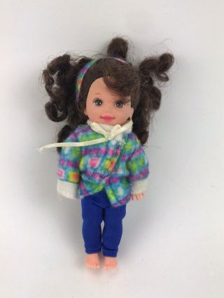 Vintage Barbie Kelly Doll Winter Outfit 1999 Mattel Friends Curly Brown Hair