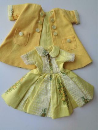 Vintage 1950s Doll Clothes Fit 10 " Jill Jan Little Miss Revlon Yellow Coat Dress