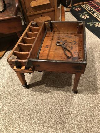 Authentic Antique Primitive Farriers Wooden Tool Tote Caddy