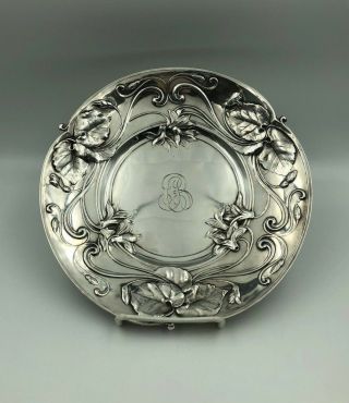 Antique Art Nouveau Floral Gorham Sterling Silver 10 " Serving Plate A5259
