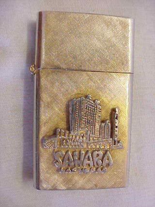 Vintage Closed Casino " Sahara Las Vegas 14k Gold Plated " Lighter