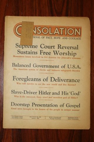 Consolation 619 June 9 1943 Watchtower Jehovah 