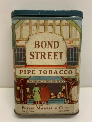 Vintage Bond Street Pipe Tobacco Advertising Pocket Tin Philip Morris