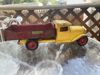 A Rare 1936 Antique Pressed Steel Toy Dump Truck Buddy L Red