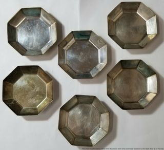 Heavy Set Of 6 Sterling Silver Tiffany Co Art Deco Nut Bon Bon Dish 12.  2ozt