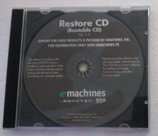 vintage Restore CD bootable Ver 1.  4 eMachines PC eMonster 550 1998 1999 monster 2