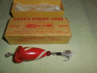 Vintage Wood Fishing Lure Lucky Stripe Fish Rite Co &